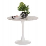 ΤΡΑΠΕΖΙ ΤΡΑΠΕΖΑΡΙΑΣ ROLLO HM9421.11 ΣΤΡΟΓΓΥΛΟ WHITE MARBLE Φ90x74Υεκ.