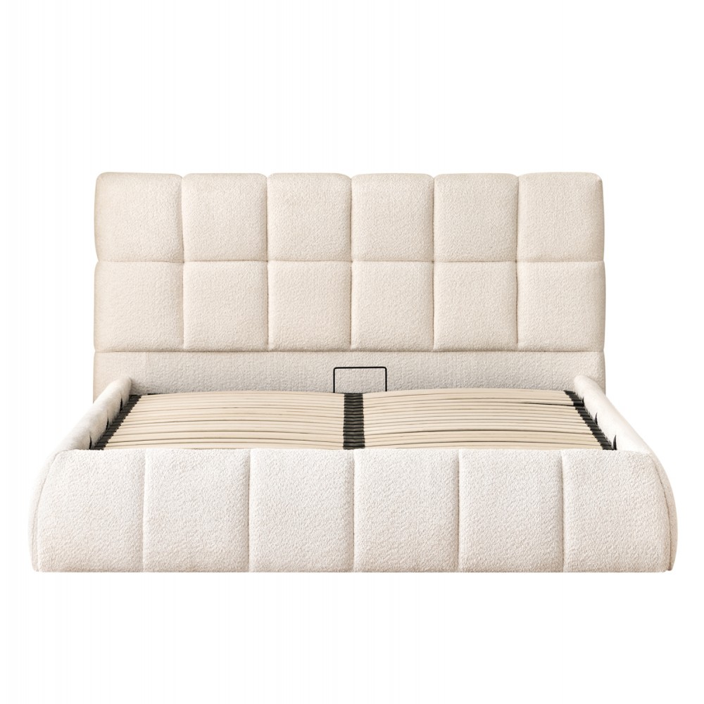 ΚΡΕΒΑΤΙ ΔΙΠΛΟ EDDY HM731.03 ΜΠΕΖ ΜΠΟΥΚΛΕ & ΑΠΟΘΗΚΕΥΤΙΚΟΣ ΧΩΡΟΣ ΓΙΑ  ΣΤΡΩΜΑ 160x200εκ