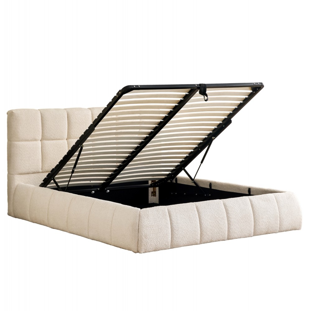 ΚΡΕΒΑΤΙ ΔΙΠΛΟ EDDY HM731.03 ΜΠΕΖ ΜΠΟΥΚΛΕ & ΑΠΟΘΗΚΕΥΤΙΚΟΣ ΧΩΡΟΣ ΓΙΑ  ΣΤΡΩΜΑ 160x200εκ