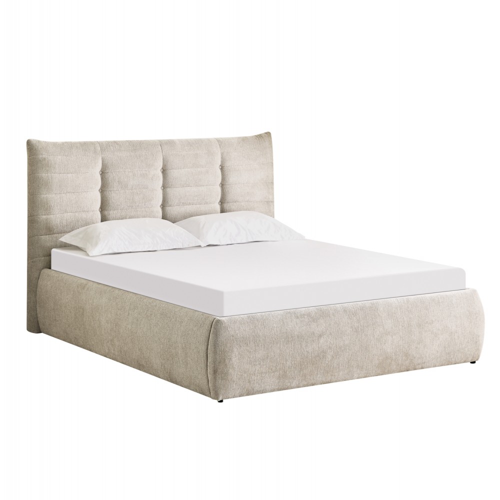 ΚΡΕΒΑΤΙ ΔΙΠΛΟ SANDRA HM732.03 ΜΠΕΖ ΥΦΑΣΜΑ & ΑΠΟΘΗΚΕΥΤΙΚΟΣ ΧΩΡΟΣ ΓΙΑ  ΣΤΡΩΜΑ 160x200εκ