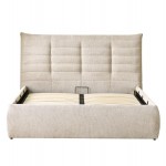 ΚΡΕΒΑΤΙ ΔΙΠΛΟ SANDRA HM732.03 ΜΠΕΖ ΥΦΑΣΜΑ & ΑΠΟΘΗΚΕΥΤΙΚΟΣ ΧΩΡΟΣ ΓΙΑ  ΣΤΡΩΜΑ 160x200εκ