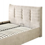 ΚΡΕΒΑΤΙ ΔΙΠΛΟ SANDRA HM732.03 ΜΠΕΖ ΥΦΑΣΜΑ & ΑΠΟΘΗΚΕΥΤΙΚΟΣ ΧΩΡΟΣ ΓΙΑ  ΣΤΡΩΜΑ 160x200εκ