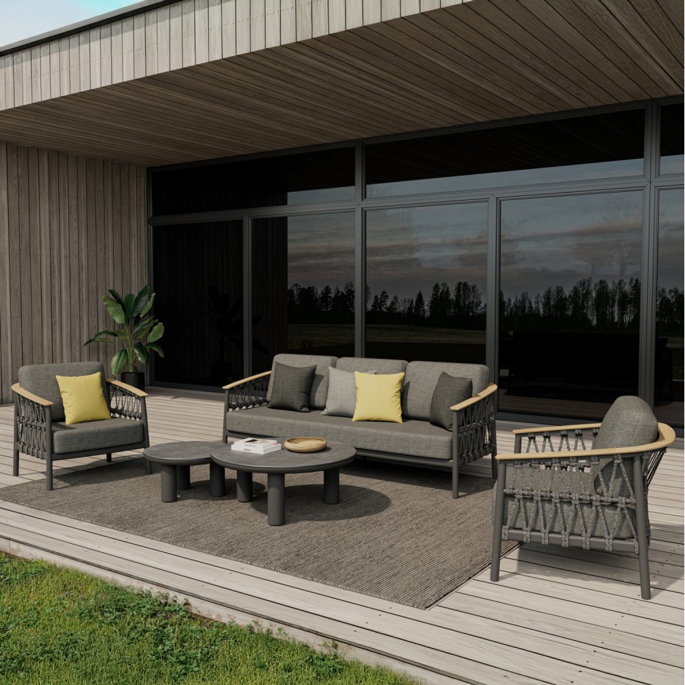 ΣΕΤ ΣΑΛΟΝΙ 5ΤΜΧ STREAM HM6426.01 ΑΝΘΡΑΚΙ ΑΛΟΥΜΙΝΙΟ-STRAP ΣΧΟΙΝΙ-OLEFIN