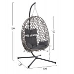 ΚΡΕΜΑΣΤΗ ΦΩΛΙΑ NESTA HM6468.01 ΓΚΡΙ ΜΕΤΑΛΛΟ & P.E.RATTAN 100x100x190Υεκ.