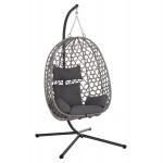 ΚΡΕΜΑΣΤΗ ΦΩΛΙΑ NESTA HM6468.01 ΓΚΡΙ ΜΕΤΑΛΛΟ & P.E.RATTAN 100x100x190Υεκ.