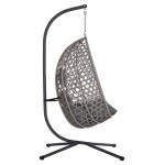 ΚΡΕΜΑΣΤΗ ΦΩΛΙΑ NESTA HM6468.01 ΓΚΡΙ ΜΕΤΑΛΛΟ & P.E.RATTAN 100x100x190Υεκ.