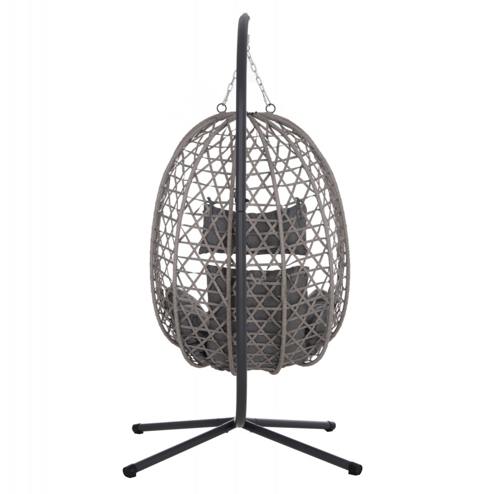 ΚΡΕΜΑΣΤΗ ΦΩΛΙΑ NESTA HM6468.01 ΓΚΡΙ ΜΕΤΑΛΛΟ & P.E.RATTAN 100x100x190Υεκ.