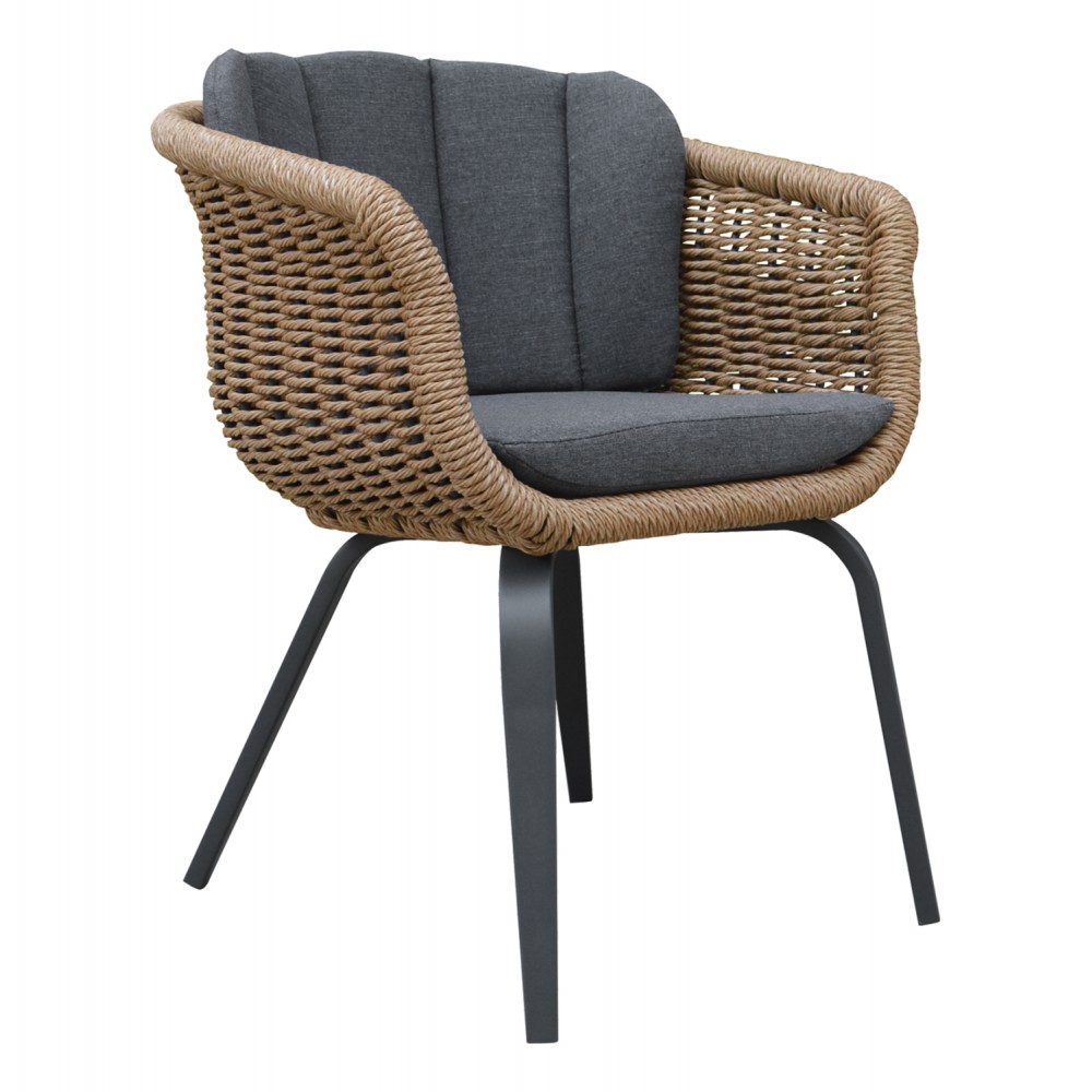 ΠΟΛΥΘΡΟΝΑ VICTUS HM6559.01 ΑΛΟΥΜΙΝΙΟ & OLEFIN ΓΚΡΙ-TWIST WICKER 60x62x76Yεκ
