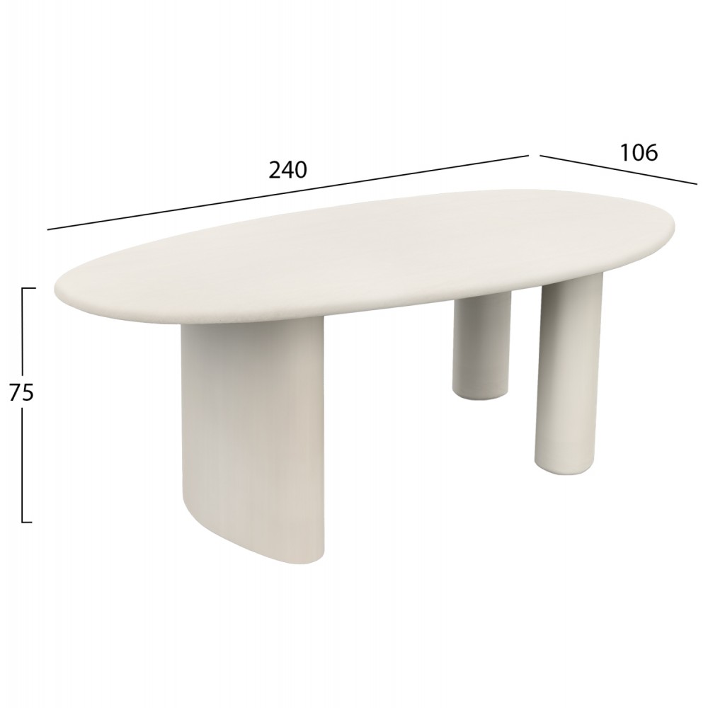 ΤΡΑΠΕΖΙ ΤΡΑΠΕΖΑΡΙΑΣ FIBER CEMENT ΟΒΑΛ VOLPE HM6599.02 ΜΠΕΖ 240x100x75Υεκ