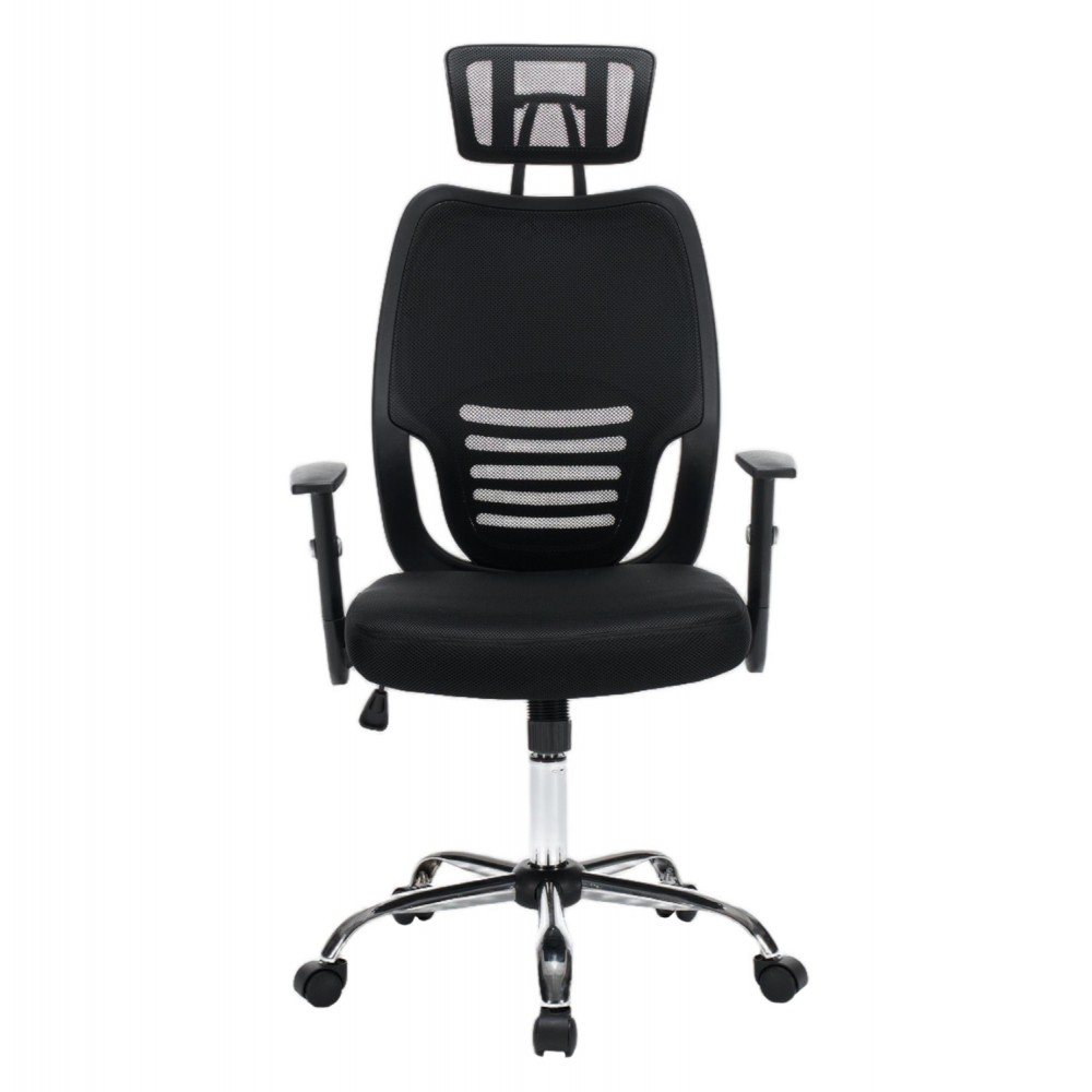 ΚΑΡΕΚΛΑ ΓΡΑΦΕΙΟΥ BRIEF HM1206.01 ΜΑΥΡΟ MESH--ΒΑΣΗ ΧΡΩΜΙΟΥ 63x64x122Υεκ.