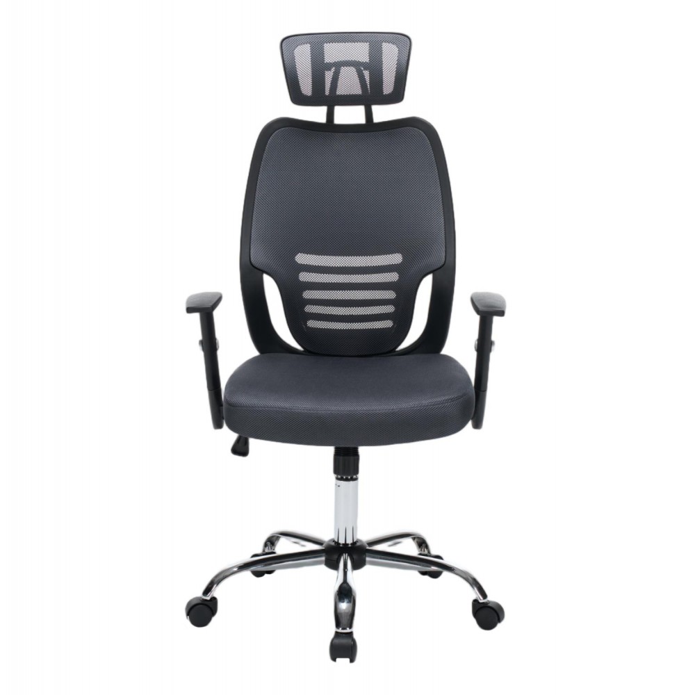 ΚΑΡΕΚΛΑ ΓΡΑΦΕΙΟΥ BRIEF HM1206.02 ΓΚΡΙ MESH--ΒΑΣΗ ΧΡΩΜΙΟΥ 63x64x122Υεκ.