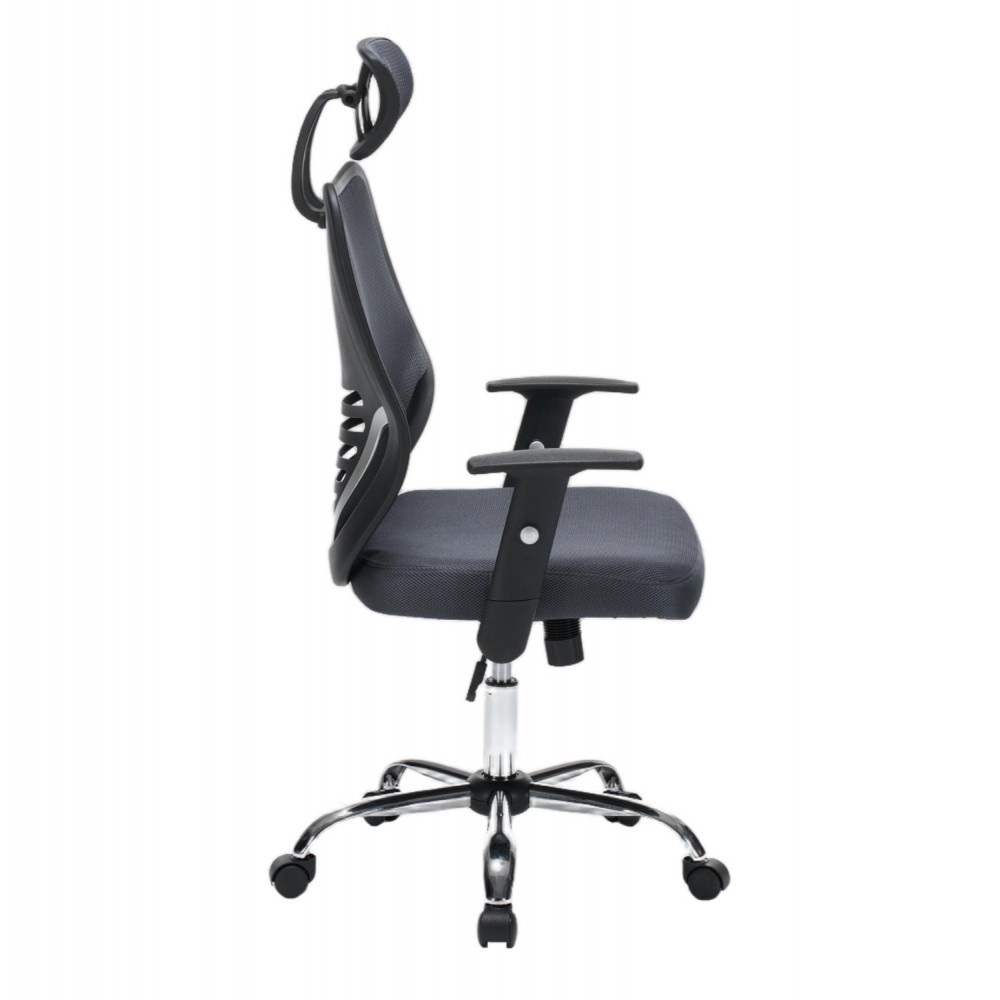 ΚΑΡΕΚΛΑ ΓΡΑΦΕΙΟΥ BRIEF HM1206.02 ΓΚΡΙ MESH--ΒΑΣΗ ΧΡΩΜΙΟΥ 63x64x122Υεκ.