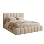 ΚΡΕΒΑΤΙ ΔΙΠΛΟ MARIUS HM759.03 ΜΠΕΖ CHENILLE ΥΦΑΣΜΑ-- ΓΙΑ ΣΤΡΩΜΑ 160x200εκ