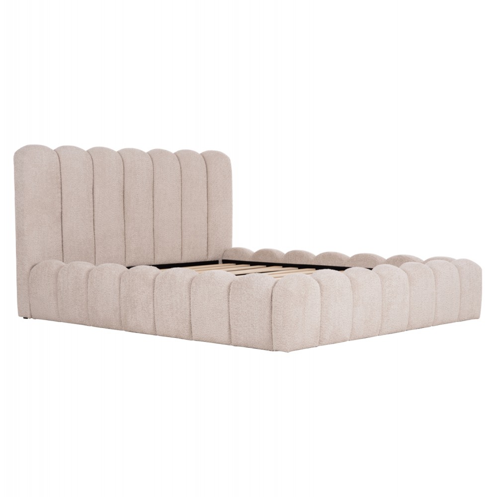 ΚΡΕΒΑΤΙ ΔΙΠΛΟ MARIUS HM759.03 ΜΠΕΖ CHENILLE ΥΦΑΣΜΑ-- ΓΙΑ ΣΤΡΩΜΑ 160x200εκ