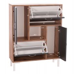 ΠΑΠΟΥΤΣΟΘΗΚΗ MEDY HM18187.02 ΜΕΛΑΜΙΝΗ ΣΕ ΦΥΣΙΚΟ & ΑΝΘΡΑΚΙ-ΜΑΥΡΑ ΠΟΔΙΑ 85x30x108.5Υεκ