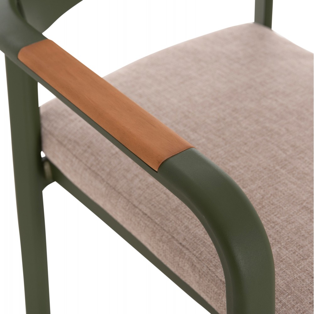 ΠΟΛΥΘΡΟΝΑ ΤΡΑΠΕΖΑΡΙΑΣ ELARA HM6414.06 ΠΡΑΣΙΝΟ ΑΛΟΥΜΙΝΙΟ-ΜΠΕΖ OLEFIN--TEAK 56x62x78Υεκ