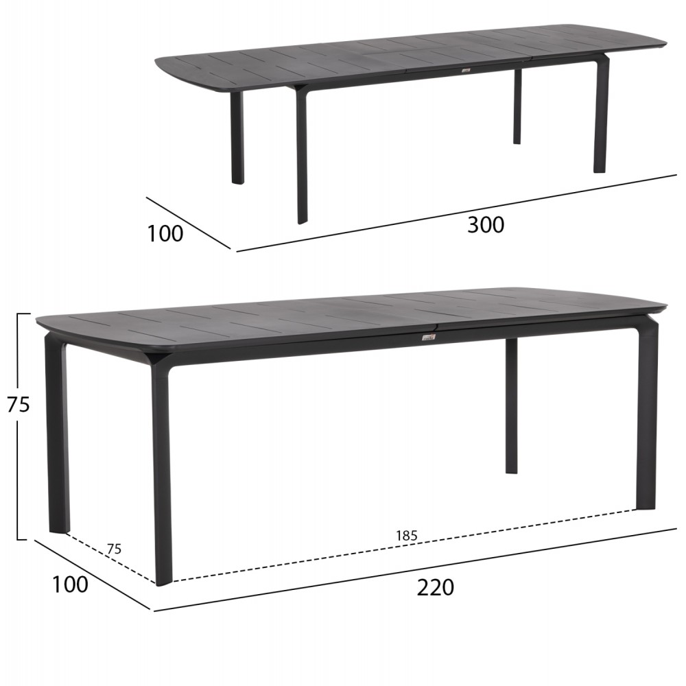 ΤΡΑΠΕΖΙ ΕΠΕΚΤΕΙΝΟΜΕΝΟ SYMPO HM6415.01 ΓΚΡΙ ΑΛΟΥΜΙΝΙΟ 220-300x100x75Υεκ