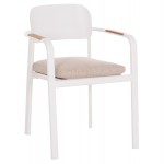 ΠΟΛΥΘΡΟΝΑ ΤΡΑΠΕΖΑΡΙΑΣ ELARA HM6414.02 ΛΕΥΚΟ ΑΛΟΥΜΙΝΙΟ-ΜΠΕΖ OLEFIN--TEAK 56x62x78Υεκ