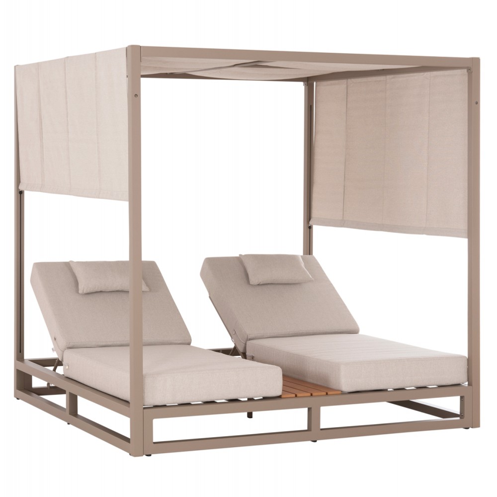 ΔΙΠΛΗ ΞΑΠΛΩΣΤΡΑ ΑΛΟΥΜΙΝΙΟΥ ΠΑΡΑΛΙΑΣ ΜΕ ΣΚΙΑΣΤΡΟ GALLANT HM6097.04 ΚΑΠΟΥΤΣΙΝΟ 2x2x2μ