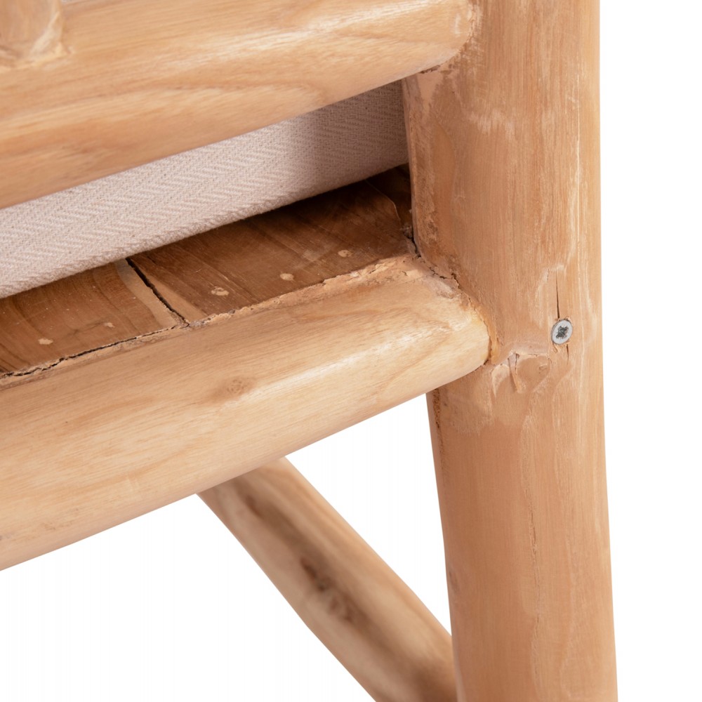 ΣΕΤ ΣΑΛΟΝΙ 4ΤΜΧ EDDARD HM9340.25 ΑΠΟ ΜΑΣΙΦ ΞΥΛΟ TEAK  ΦΥΣΙΚΟ - ΛΕΥΚΟ
