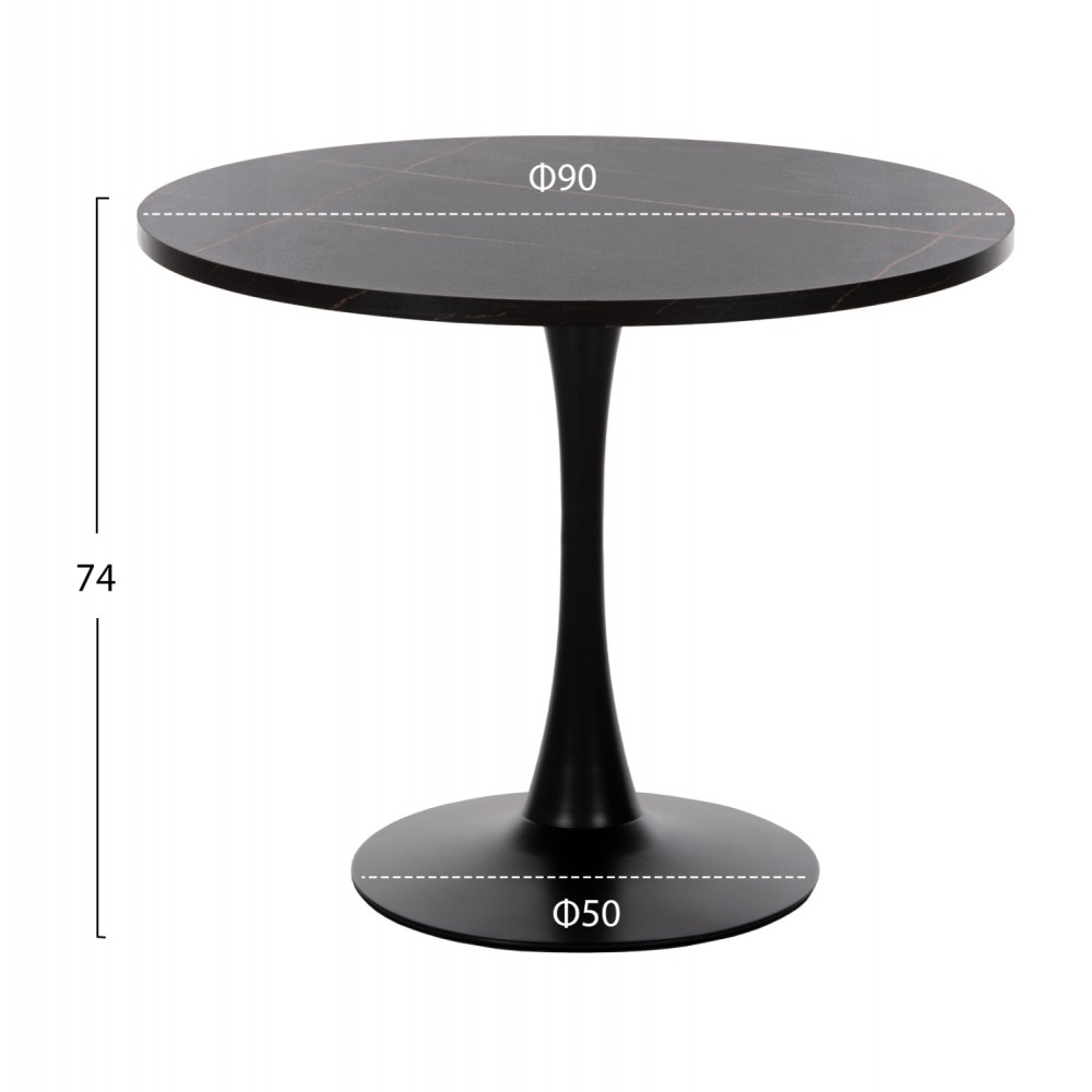ΤΡΑΠΕΖΙ ΤΡΑΠΕΖΑΡΙΑΣ ROLLO HM9421.12 ΣΤΡΟΓΓΥΛΟ BLACK MARBLE Φ90x74Υεκ.