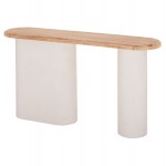 ΚΟΝΣΟΛΑ ΣΕΙΡΑ SANTORINI HM18338 ΤΟΠ ΞΥΛΟ ΕΛΑΤΟΥ-ΒΑΣΗ ΥΠΟΛΕΥΚΟ MDF 150x35x82Υεκ.