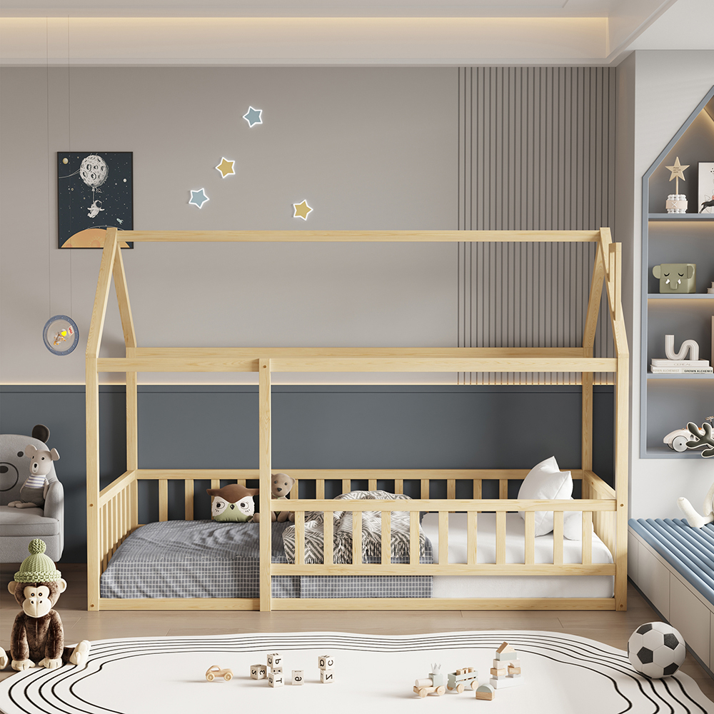 ΚΡΕΒΑΤΙ ΠΑΙΔΙΚΟ ΜΕ ΚΑΓΚΕΛΟ HOUSER HM706.01 τ.MONTESSORI ΞΥΛΟ ΠΕΥΚΟ ΦΥΣΙΚΟ-190x90εκ