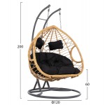 ΔΙΠΛΗ ΚΡΕΜΑΣΤΗ ΦΩΛΙΑ ME ΥΠΟΠΟΔΙΟ GRACIE HM5754.02 ΜΠΕΖ ΣΥΝΘ.RATTAN-ΓΚΡΙ ΜΕΤΑΛ.ΣΚΕΛΕΤΟΣ Φ120x200Υεκ