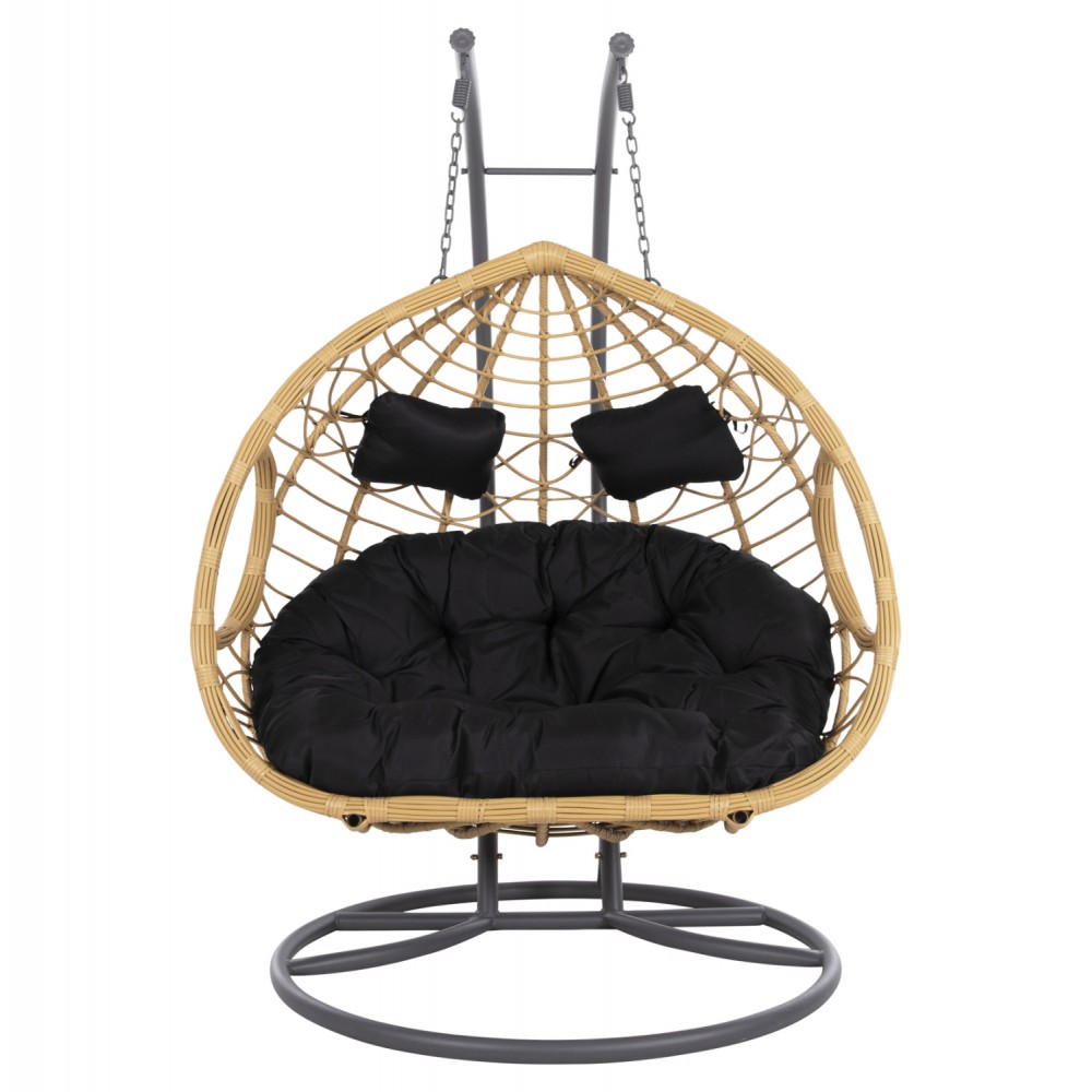ΔΙΠΛΗ ΚΡΕΜΑΣΤΗ ΦΩΛΙΑ ME ΥΠΟΠΟΔΙΟ GRACIE HM5754.02 ΜΠΕΖ ΣΥΝΘ.RATTAN-ΓΚΡΙ ΜΕΤΑΛ.ΣΚΕΛΕΤΟΣ Φ120x200Υεκ