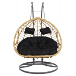ΔΙΠΛΗ ΚΡΕΜΑΣΤΗ ΦΩΛΙΑ ME ΥΠΟΠΟΔΙΟ GRACIE HM5754.02 ΜΠΕΖ ΣΥΝΘ.RATTAN-ΓΚΡΙ ΜΕΤΑΛ.ΣΚΕΛΕΤΟΣ Φ120x200Υεκ