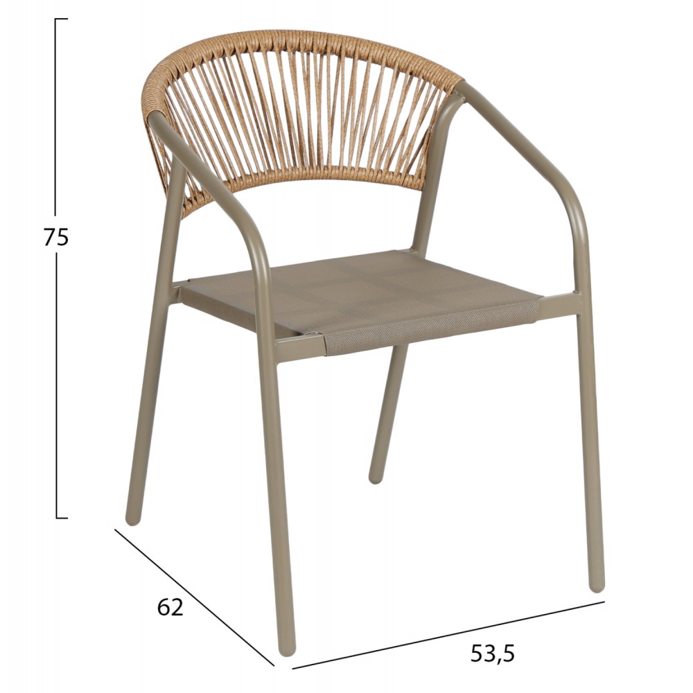 ΠΟΛΥΘΡΟΝΑ HOMAN HM6430.04 ΣΑΜΠΑΝΙ ΜΕΤΑΛΛΟ & TEXTILENE--ΜΠΕΖ P.E.RATTAN 53x58x75Υεκ