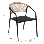 ΠΟΛΥΘΡΟΝΑ HOMAN HM6430.03 ΜΑΥΡΟ ΜΕΤΑΛΛΟ & TEXTILENE--ΜΠΕΖ P.E.RATTAN 53x58x75Υεκ