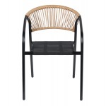 ΠΟΛΥΘΡΟΝΑ HOMAN HM6430.03 ΜΑΥΡΟ ΜΕΤΑΛΛΟ & TEXTILENE--ΜΠΕΖ P.E.RATTAN 53x58x75Υεκ