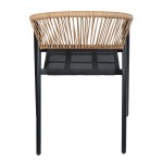 ΠΟΛΥΘΡΟΝΑ HOMAN HM6430.03 ΜΑΥΡΟ ΜΕΤΑΛΛΟ & TEXTILENE--ΜΠΕΖ P.E.RATTAN 53x58x75Υεκ