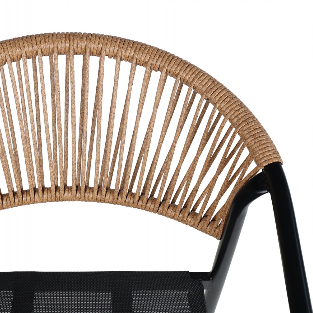 ΠΟΛΥΘΡΟΝΑ HOMAN HM6430.03 ΜΑΥΡΟ ΜΕΤΑΛΛΟ & TEXTILENE--ΜΠΕΖ P.E.RATTAN 53x58x75Υεκ