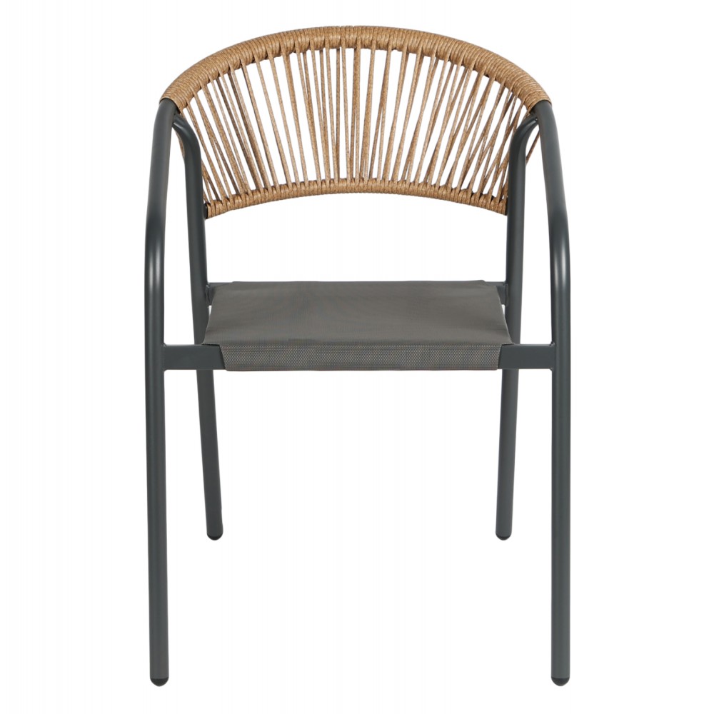 ΠΟΛΥΘΡΟΝΑ HOMAN HM6430.01 ΓΚΡΙ ΜΕΤΑΛΛΟ & TEXTILENE--ΜΠΕΖ P.E.RATTAN 53x58x75Υεκ