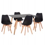 ΣΕΤ ΤΡΑΠΕΖΑΡΙΑΣ 5ΤΜΧ VEGAS HM21185 MDF TOP ΣΕ ΜΑΥΡΟ--ΠΟΔΙΑ ΟΞΙΑΣ