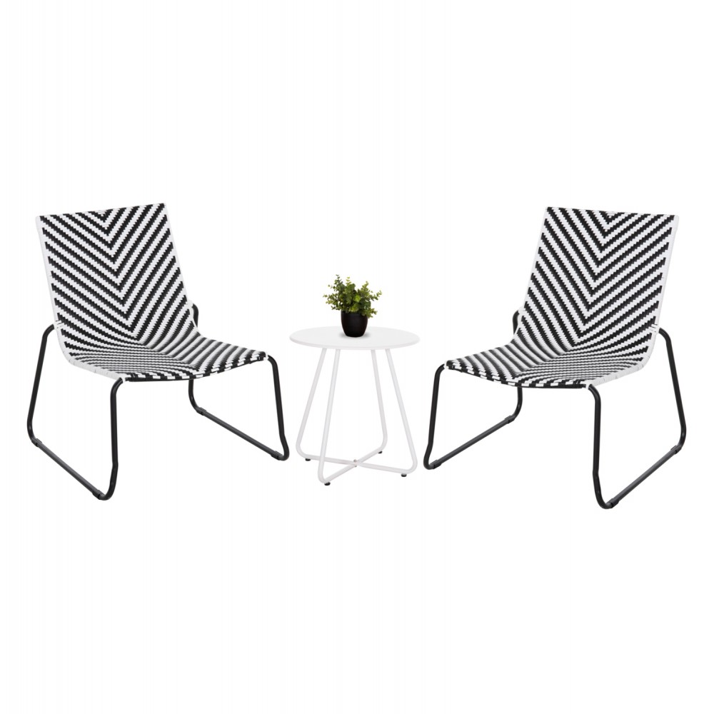 ΣΕΤ LOUNGE 3TMX ΕΞ.ΧΩΡΟΥ PONY HM21193.02 ΜΕΤΑΛΛΟ ΚΑΙ ΣΥΝΘ.RATTAN ΣΕ ΛΕΥΚΟ-ΜΑΥΡΟ