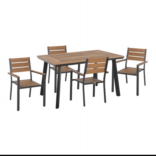 ΣΕΤ ΤΡΑΠΕΖΑΡΙΑΣ TABER HM21197 ΤΡΑΠΕΖΙ & 4 ΠΟΛΥΘΡΟΝΕΣ-ΑΛΟΥΜΙΝΙΟ & POLYWOOD-ΑΝΘΡΑΚΙ