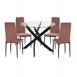 ΣΕΤ ΤΡΑΠΕΖΑΡΙΑΣ 5ΤΜΧ LADY HM21199.02 ΓΥΑΛΙ--ΜΕΤΑΛΛΟ ΣΕ ΜΑΥΡΟ & ΒΕΛΟΥΔΟ ΣΑΠΙΟ ΜΗΛΟ