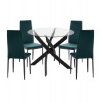 ΣΕΤ ΤΡΑΠΕΖΑΡΙΑΣ 5ΤΜΧ LADY HM21199.03 ΓΥΑΛΙ--ΜΕΤΑΛΛΟ ΣΕ ΜΑΥΡΟ & ΒΕΛΟΥΔΟ ΚΥΠΑΡΙΣΣΙ