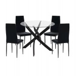 ΣΕΤ ΤΡΑΠΕΖΑΡΙΑΣ 5ΤΜΧ LADY HM21199.04 ΓΥΑΛΙ--ΜΕΤΑΛΛΟ & ΒΕΛΟΥΔΟ ΣΕ ΜΑΥΡΟ