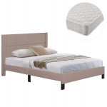 ΚΡΕΒΑΤΙ ΔΙΠΛΟ & ΣΤΡΩΜΑ TRILLOP HM21202.15 ΜΠΕΖ ΥΦΑΣΜΑ--ΓΙΑ 160x200εκ