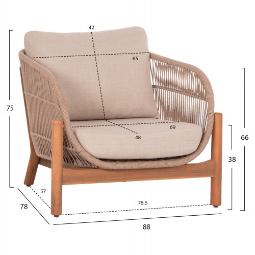 LOUNGE ΣΕΤ SANJI HM21214 ΤΡΑΠΕΖΙ & 2 ΠΟΛΥΘΡΟΝΕΣ--ΞΥΛΟ ΑΚΑΚΙΑΣ-ΑΛΟΥΜΙΝΙΟ-ΣΧΟΙΝΙ
