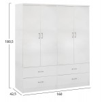 ΝΤΟΥΛΑΠΑ 4ΦΥΛΛΗ REINA ME 4 ΣΥΡΤΑΡΙΑ HM21258 ΜΕΛΑΜΙΝΗ ΣΕ ΛΕΥΚΟ 160x42,5x180,5Υεκ