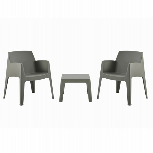 ΣΕΤ 3ΤΜΧ ΠΟΛΥΠΡΟΠΥΛΕΝΙΟΥ SLEEK HM21267.05 ΤΡΑΠΕΖΑΚΙ & 2 ΠΟΛΥΘΡΟΝΕΣ-DARK OLIVE GREEN