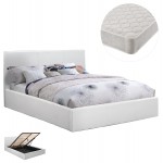 ΚΡΕΒΑΤΙ ΔΙΠΛΟ & ΣΤΡΩΜΑ 150x200εκ BOBBI HM21271.01 ΛΕΥΚΟ PU ΜΕ ΑΠΟΘ.ΧΩΡΟ