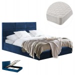 ΚΡΕΒΑΤΙ ΔΙΠΛΟ & ΣΤΡΩΜΑ BRILEY HM21272.03 ΜΠΛΕ ΒΕΛΟΥΔΟ ΜΕ ΑΠΟΘ.ΧΩΡΟ--ΓΙΑ 160x200εκ