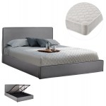 ΚΡΕΒΑΤΙ ΔΙΠΛΟ & ΣΤΡΩΜΑ ALLIE HM21273.01 ΓΚΡΙ ΥΦΑΣΜΑ ΜΕ ΑΠΟΘ.ΧΩΡΟ--ΓΙΑ 160x200 εκ.