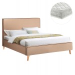 ΚΡΕΒΑΤΙ ΜΕ ΣΤΡΩΜΑ INDRA HM21280.02 ΜΠΕΖ ΥΦΑΣΜΑ--ΓΙΑ 160x200εκ